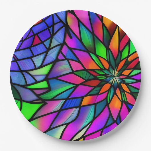 Faux Glas in lood Papieren Bordje (Voorkant)