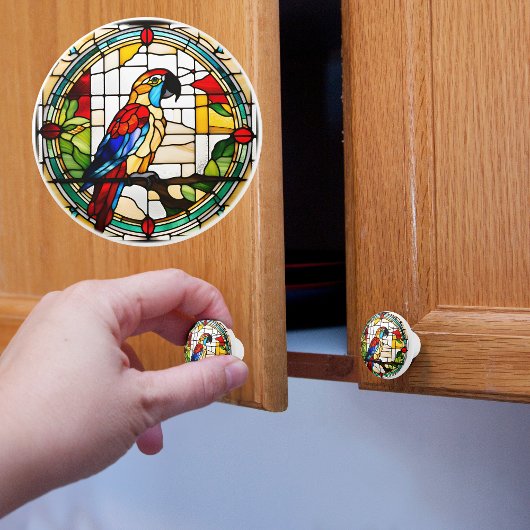 Faux Glas in lood Parrot Keramische Knop