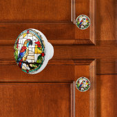 Faux Glas in lood Parrot Keramische Knop