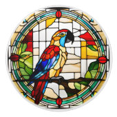 Faux Glas in lood Parrot Keramische Knop (Voorkant)