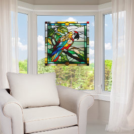 Faux Glas in lood Parrot Raamsticker