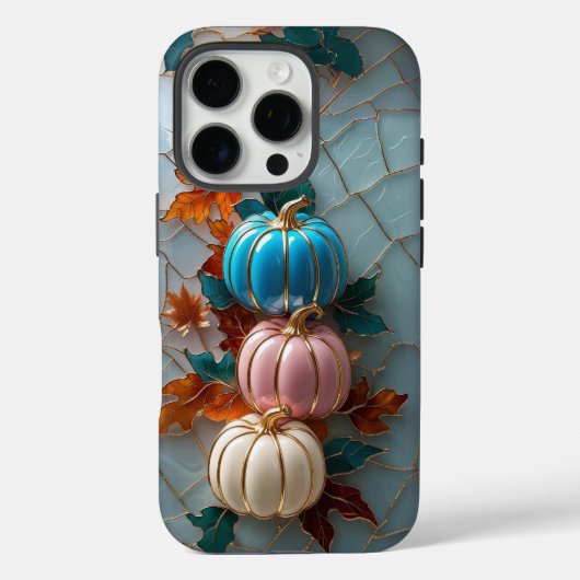 Faux Glas in lood Pastel Herfst Pompoenen en blade Case-Mate iPhone Case (Achterkant)