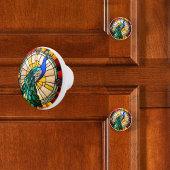 Faux Glas in lood Peacock Keramische Knop