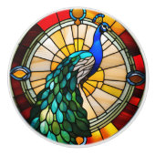 Faux Glas in lood Peacock Keramische Knop (Voorkant)