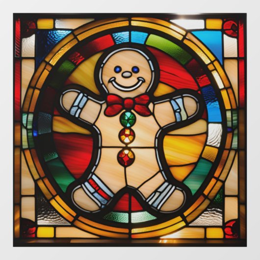 Faux glas-in-lood peperkoek man groot raamsticker (Vel)