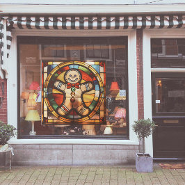 Faux glas-in-lood peperkoek man groot raamsticker