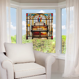 Faux Glas in lood rechtopstaande piano Raamsticker