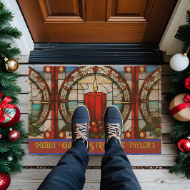 Faux Glas in lood rode kerstkaars