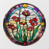 Faux glas-in-lood ronde bloementuin raamsticker (Vel)