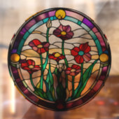 Faux glas-in-lood ronde bloementuin raamsticker (Vel 2)