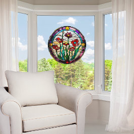 Faux glas-in-lood ronde bloementuin raamsticker