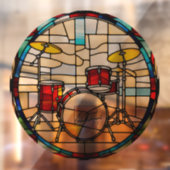 Faux glas-in-lood ronde  drumkit raamsticker (Vel 2)