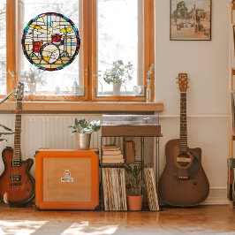 Faux glas-in-lood ronde  drumkit raamsticker