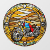 Faux glas-in-lood ronde  motorfiets raamsticker (Vel)