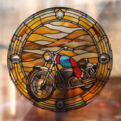 Faux glas-in-lood ronde  motorfiets raamsticker (Vel 2)