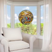 Faux glas-in-lood ronde  motorfiets raamsticker