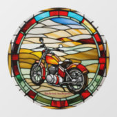 Faux glas-in-lood ronde  motorfiets raamsticker (Vel)