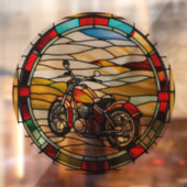 Faux glas-in-lood ronde  motorfiets raamsticker (Vel 2)
