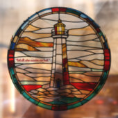 Faux glas-in-lood ronde  vuurtoren raamsticker (Vel 2)