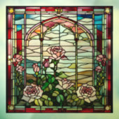 Faux Glas in lood Roos Garden Raamsticker (Vel 3)