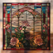 Faux Glas in lood Roos Garden Raamsticker (Vel 2)