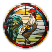 Faux Glas in lood Rooster Keramische Knop (Voorkant)