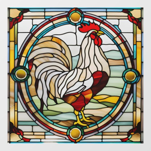 Faux Glas in lood Rooster Raamsticker (Vel)