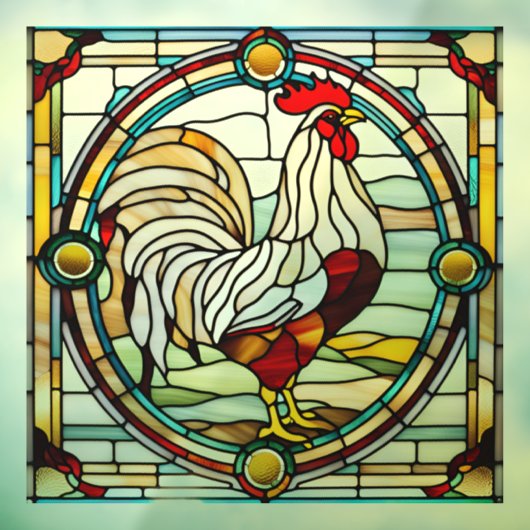 Faux Glas in lood Rooster Raamsticker