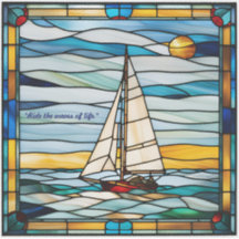 Faux Glas in lood Sailboat Sticker