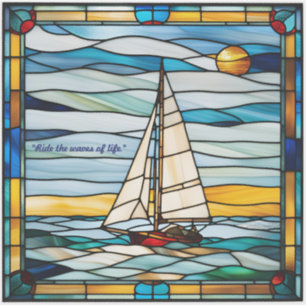 Faux Glas in lood Sailboat Sticker