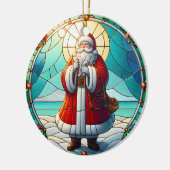 Faux Glas in lood Santa Christmas Ornament 1 (Links)