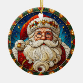 Faux Glas in lood Santa Christmas Ornament 3