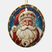 Faux Glas in lood Santa Christmas Ornament 3 (Links)