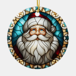 Faux Glas in lood Santa Christmas Ornament 4