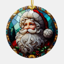 Faux Glas in lood Santa Christmas Ornament 5