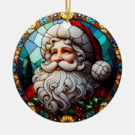 Faux Glas in lood Santa Christmas Ornament 5