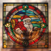 Faux glas-in-lood Santa Claus in slee groot Raamsticker (Vel 2)