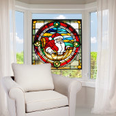 Faux glas-in-lood Santa Claus in slee groot Raamsticker