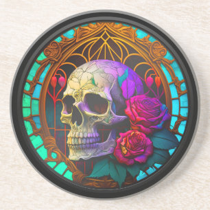 Faux Glas in lood schedel Zandsteen Onderzetter