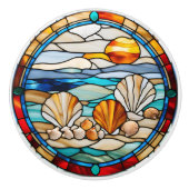 Faux Glas in lood Sea Shells Keramische Knop (Voorkant)