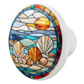 Faux Glas in lood Sea Shells Keramische Knop (Rechts)