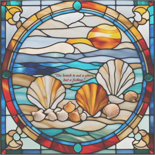 Faux Glas in lood Seashore Sticker (Voorkant)