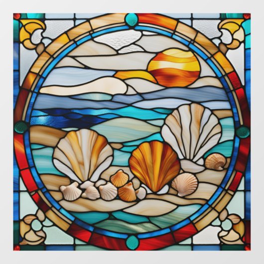 Faux Glas in lood Seashore Window Cling Raamsticker (Vel)