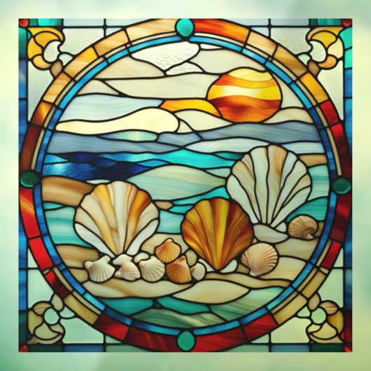 Faux Glas in lood Seashore Window Cling Raamsticker (Vel 3)
