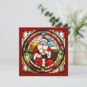 Faux Glas in lood Sitting Santa Kaart (Staand voorkant)
