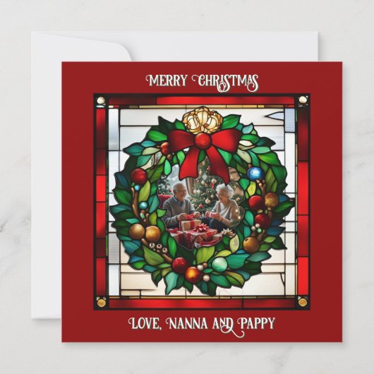 Faux Glas in lood Sitting Santa Kaart (Achterkant)