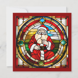 Faux Glas in lood Sitting Santa Kaart