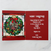 Faux Glas in lood Sitting Santa Kaart (Binnen)