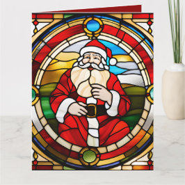 Faux Glas in lood Sitting Santa Kaart