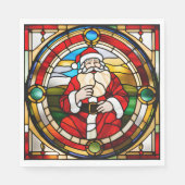 Faux Glas in lood Sitting Santa Napkins Servet (Voorkant)